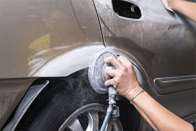 Repairs being carried out on a vehicle
